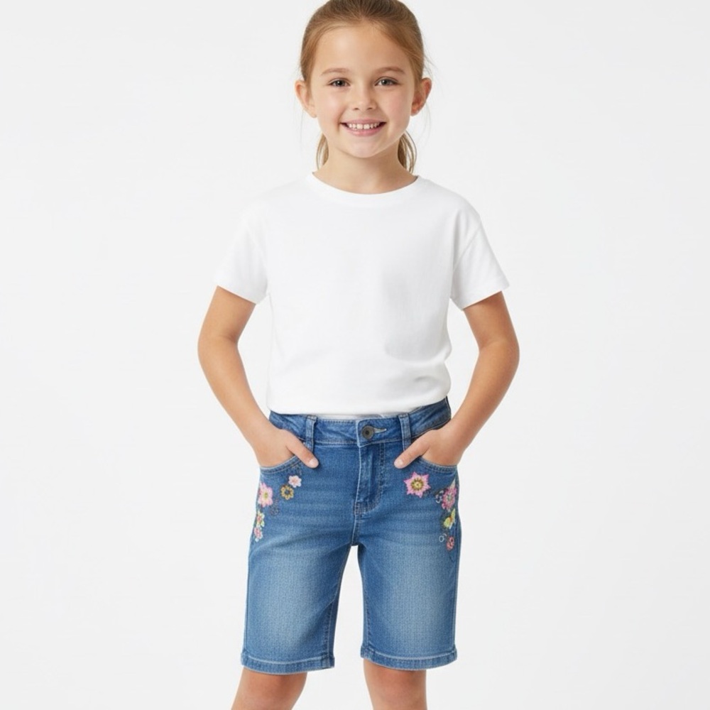 SQUEEZE Girls Y2K Embroidered Bermuda Shorts